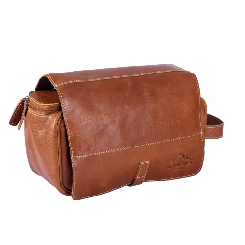 ALPENLEDER Kulturtasche ROLL UP Cognac