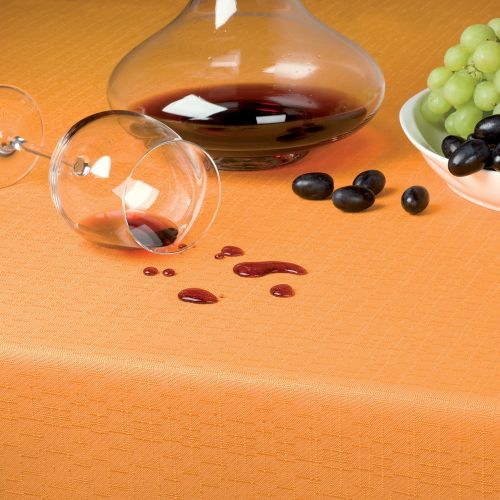 Tischdecke Leinenoptik mit Fleckschutz apricot 100x100cm
